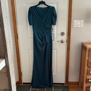 Alex Evenings Teal Wrap-Style Maxi Dress